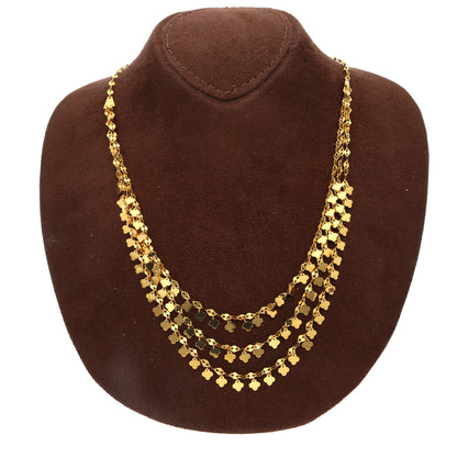 Gold Multi-Layered Clover Charms Necklace 21KT - FKJNKL21KM10337