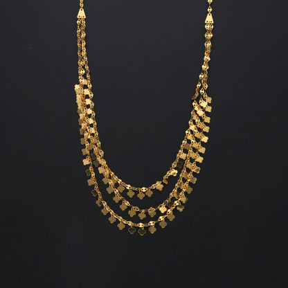 Gold Multi-Layered Clover Charms Necklace 21KT - FKJNKL21KM10337