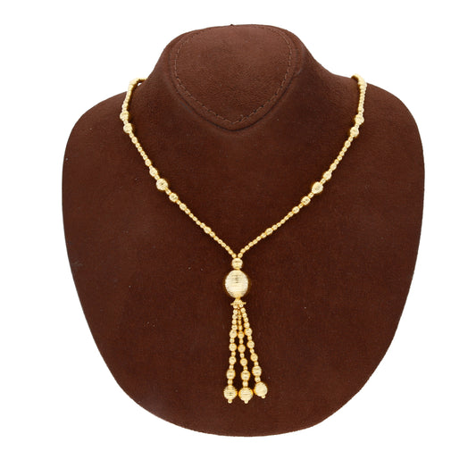 Gold Cascade Bead Necklace 21KT - FKJNKL21KM10338