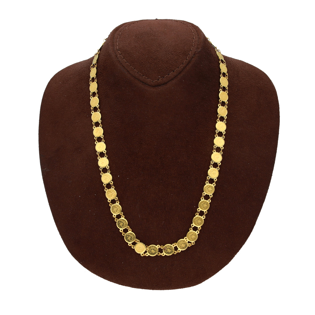 Gold Interlinked Turkish Lira Necklace 21KT - FKJNKL21KM10339