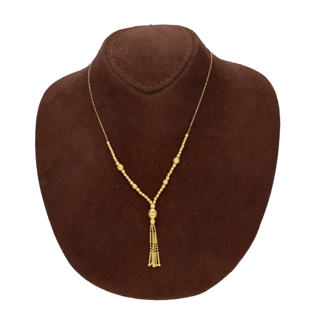 Gold Bead Tassel Necklace 21KT - FKJNKL21KM10340