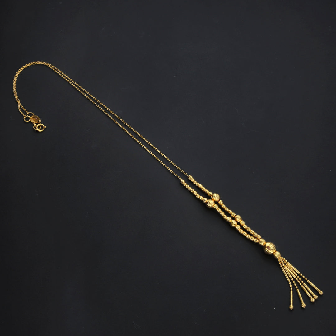 Gold Bead Tassel Necklace 21KT - FKJNKL21KM10340