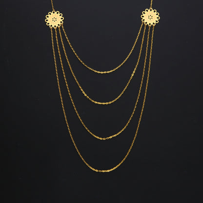 Gold Layered Necklace 21KT - FKJNKL21KM10342