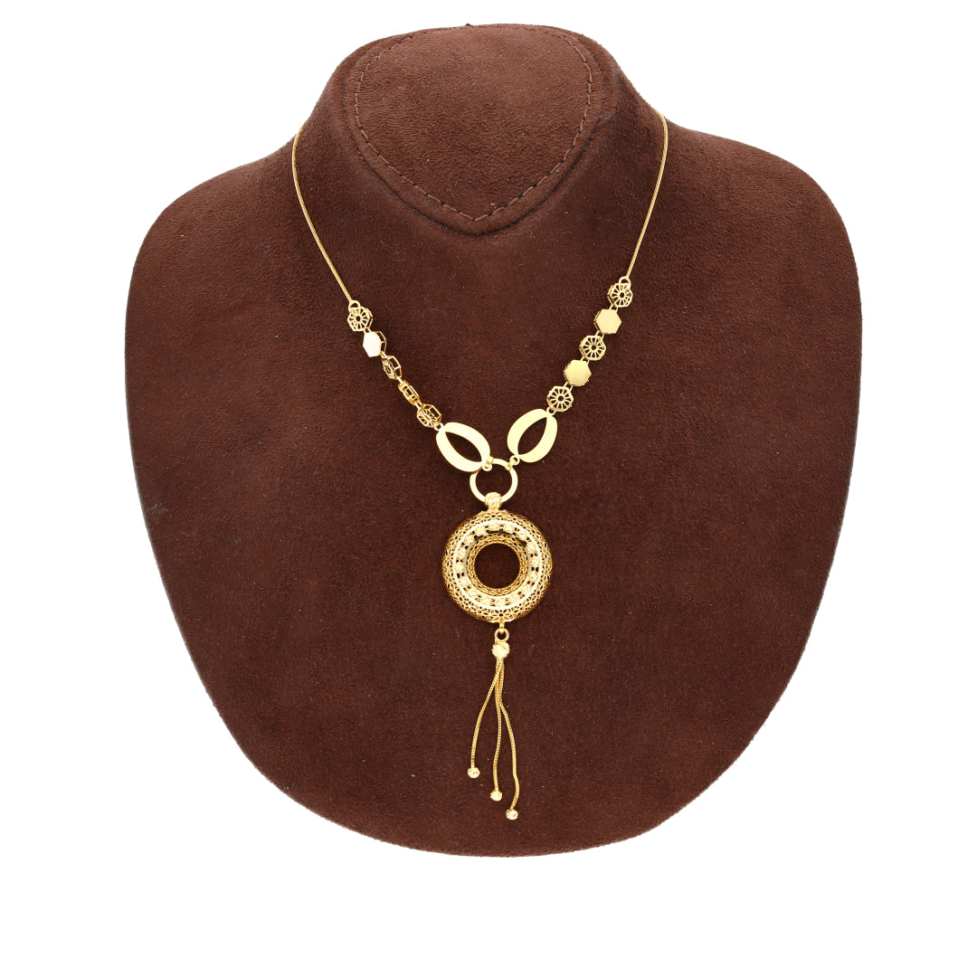 Gold Ornate Loop Drop Necklace 21KT - FKJNKL21KM10343