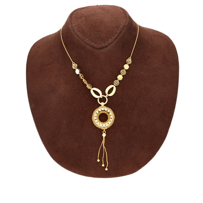 Gold Ornate Loop Drop Necklace 21KT - FKJNKL21KM10343