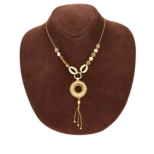 Gold Ornate Loop Drop Necklace 21KT - FKJNKL21KM10343