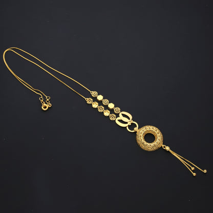 Gold Ornate Loop Drop Necklace 21KT - FKJNKL21KM10343