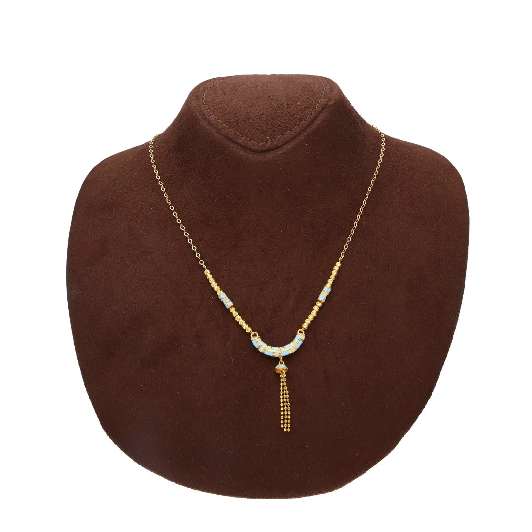 Gold Beaded Curve Necklace 21KT - FKJNKL21KM10346