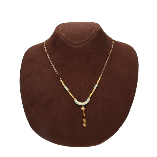 Gold Beaded Curve Necklace 21KT - FKJNKL21KM10346