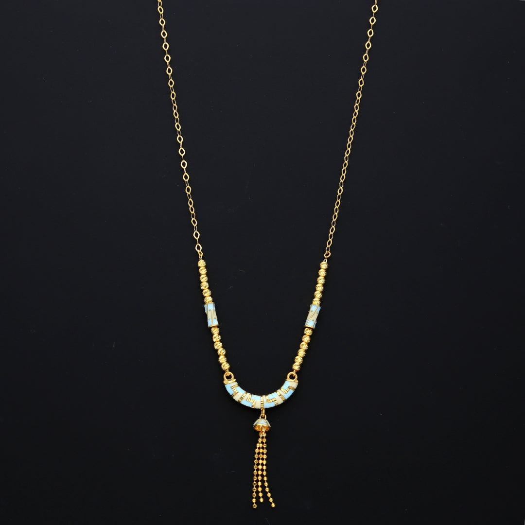 Gold Beaded Curve Necklace 21KT - FKJNKL21KM10346