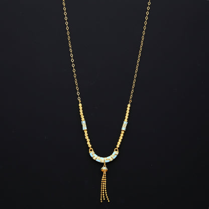 Gold Beaded Curve Necklace 21KT - FKJNKL21KM10346