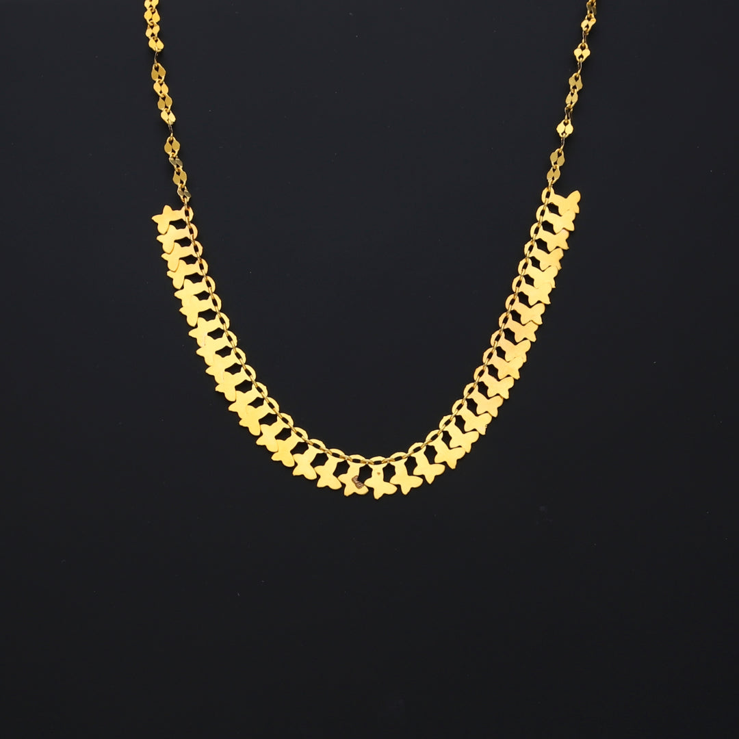 Gold Delicate Patterned Necklace 21KT - FKJNKL21KM10347