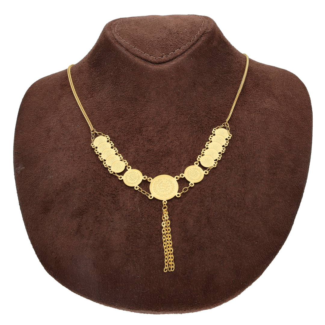 Gold Lira Drape Necklace 21KT - FKJNKL21KM10349