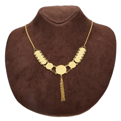 Gold Lira Drape Necklace 21KT - FKJNKL21KM10349