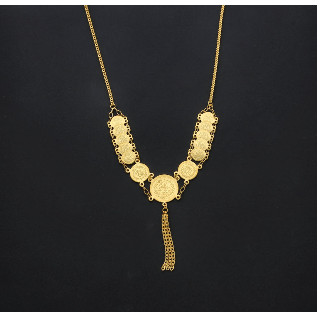 Gold Lira Drape Necklace 21KT - FKJNKL21KM10349