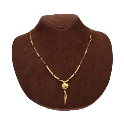 Gold Floral Drop Necklace 21KT - FKJNKL21KM10351