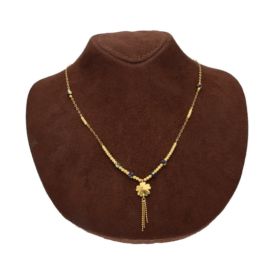 Gold Floral Drop Necklace 21KT - FKJNKL21KM10351