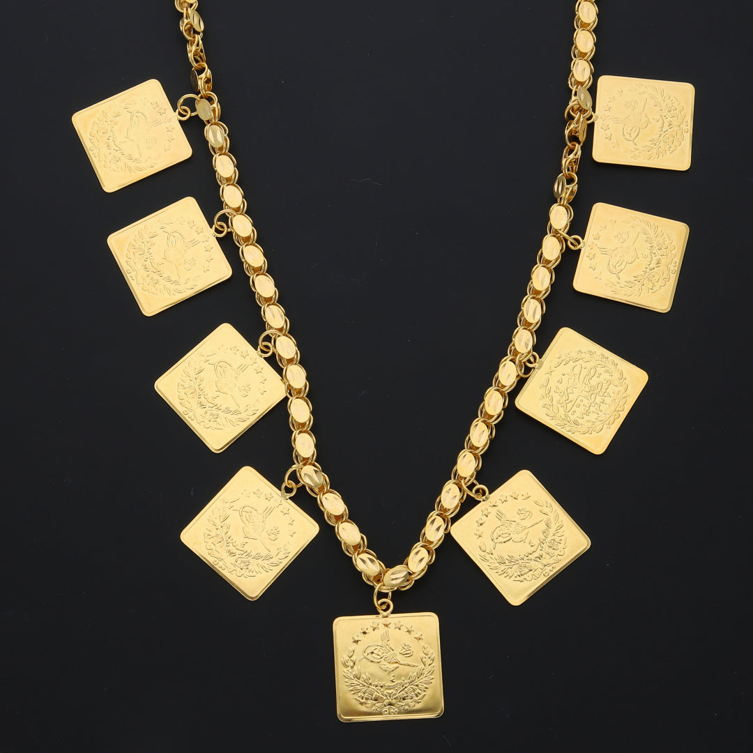 Gold Regal Square Lira Necklace 21KT - FKJNKL21KM10352