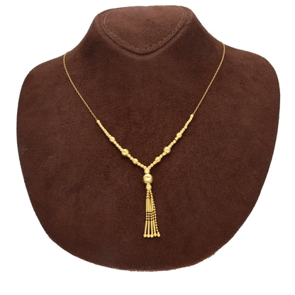 Gold Threaded Ball Necklace 21KT - FKJNKL21KM10353