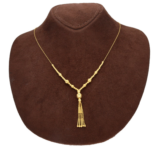 Gold Threaded Ball Necklace 21KT - FKJNKL21KM10353