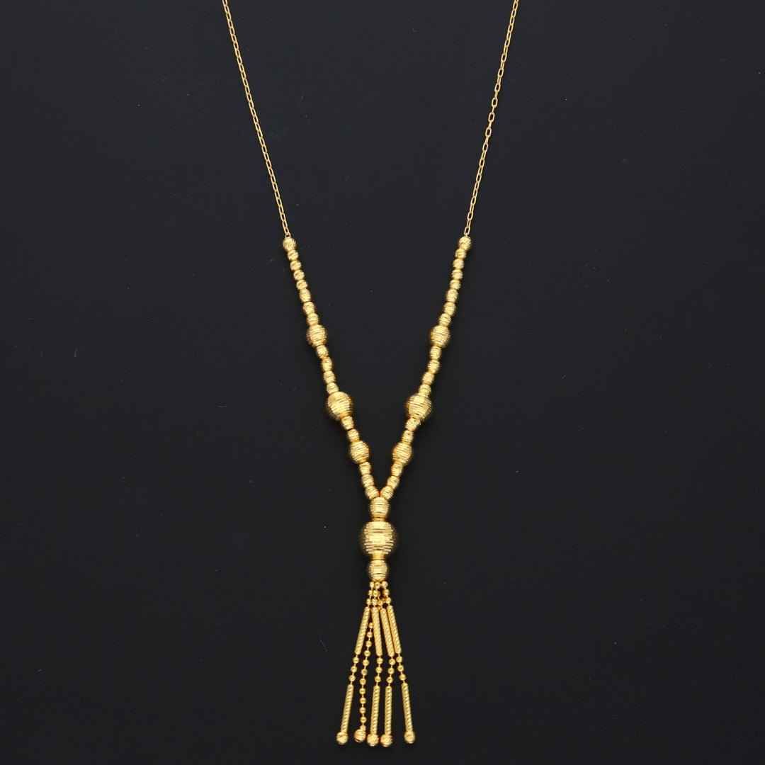 Gold Threaded Ball Necklace 21KT - FKJNKL21KM10353