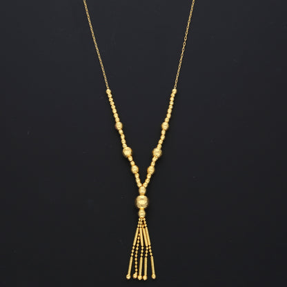 Gold Threaded Ball Necklace 21KT - FKJNKL21KM10353