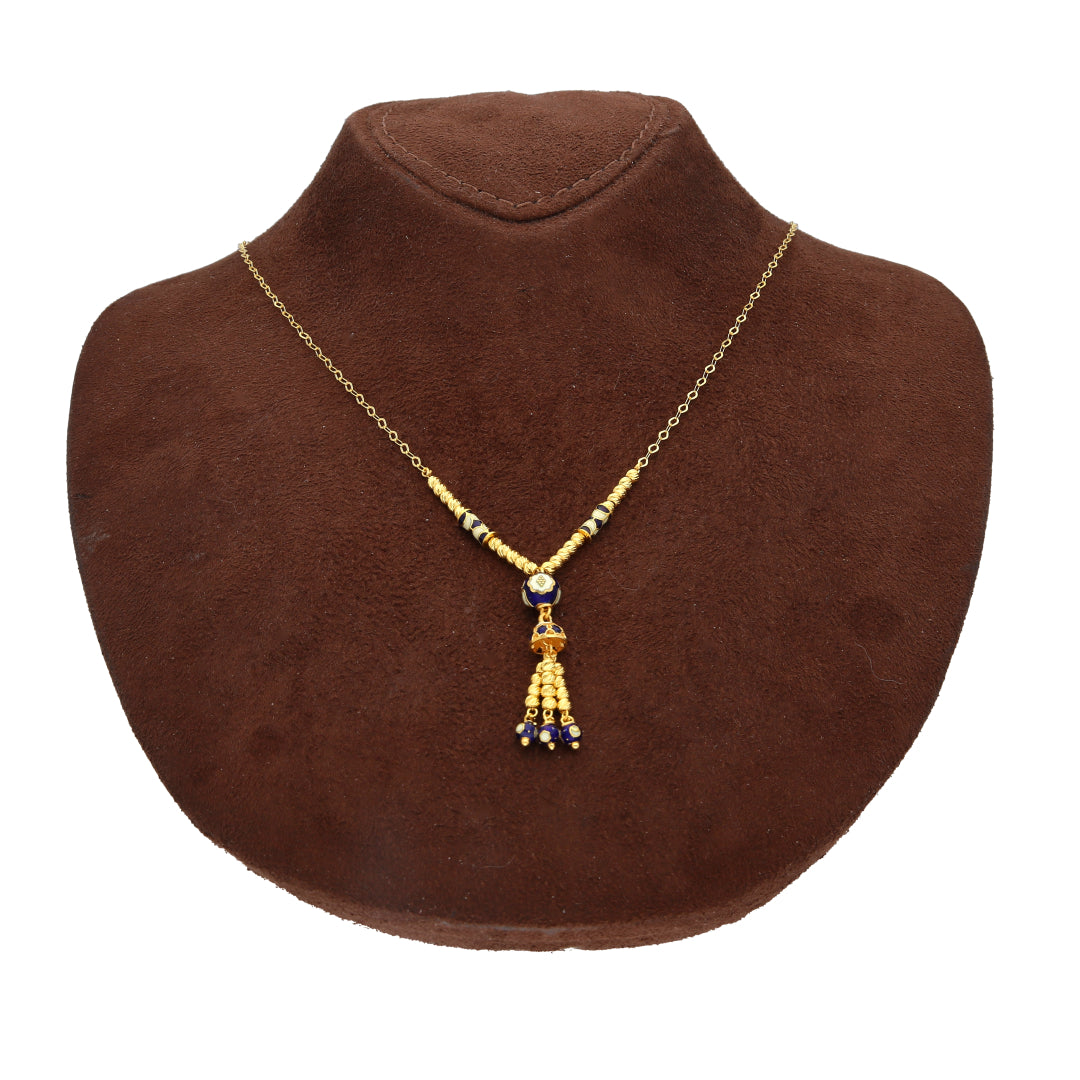 Gold Elegant Dangler Drop Necklace 21KT - FKJNKL21KM10356