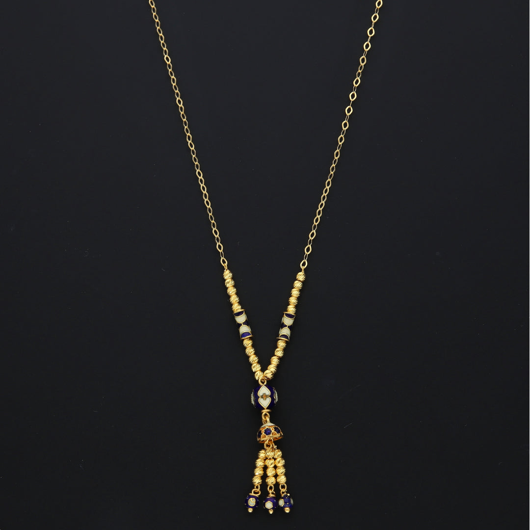 Gold Elegant Dangler Drop Necklace 21KT - FKJNKL21KM10356