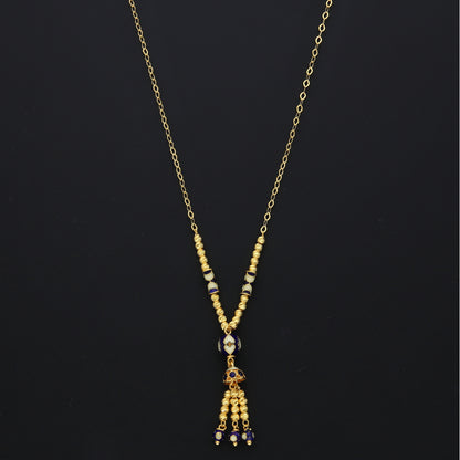 Gold Elegant Dangler Drop Necklace 21KT - FKJNKL21KM10356