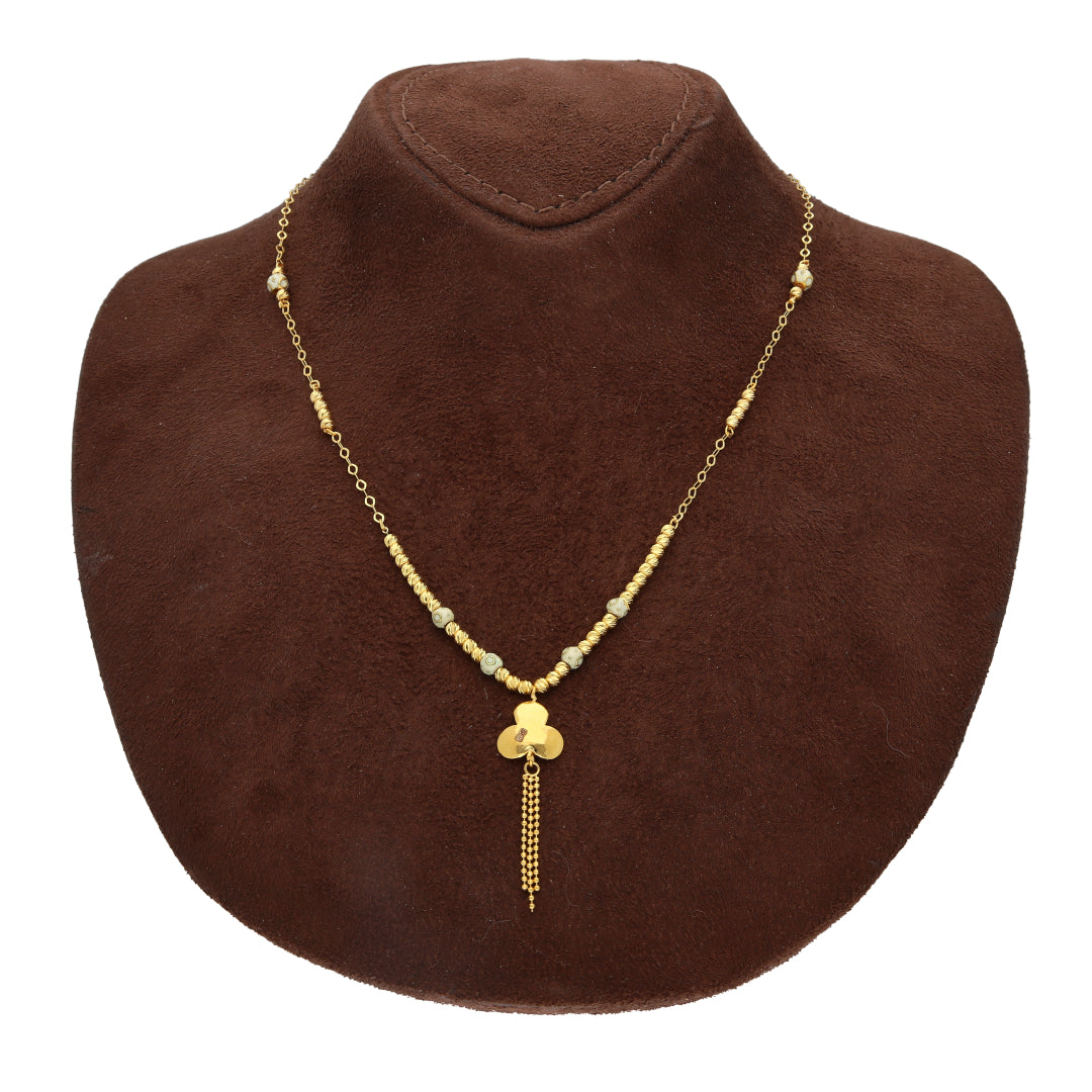 Gold Bloom Drop Necklace 21KT - FKJNKL21KM10357