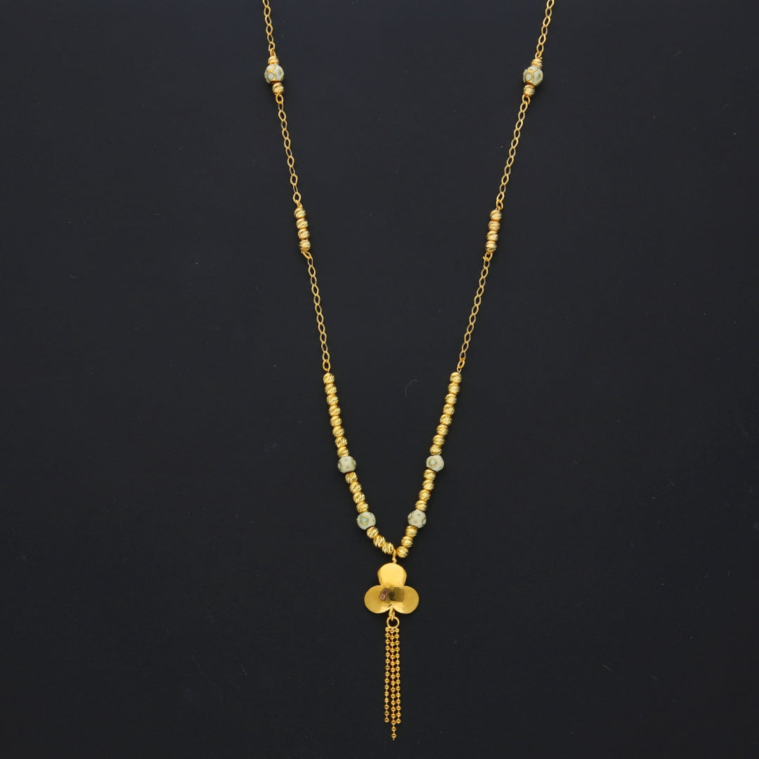 Gold Bloom Drop Necklace 21KT - FKJNKL21KM10357