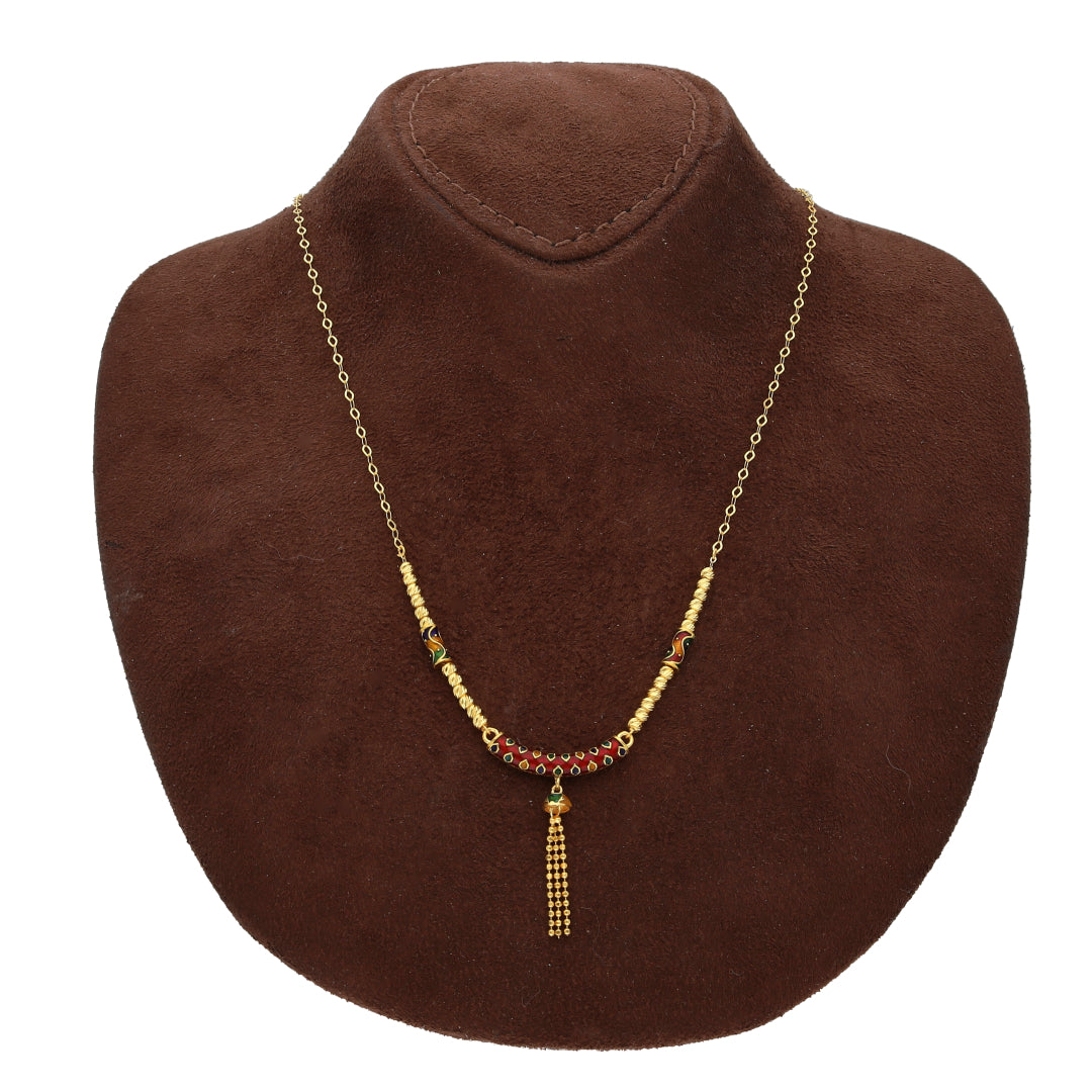 Gold Vibrant Arc Beaded Necklace 21KT - FKJNKL21KM10359