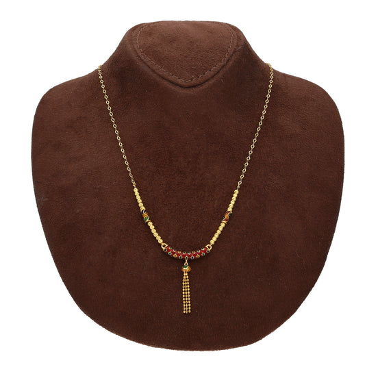 Gold Vibrant Arc Beaded Necklace 21KT - FKJNKL21KM10359