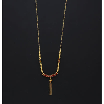 Gold Vibrant Arc Beaded Necklace 21KT - FKJNKL21KM10359