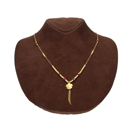 Gold Beaded Flower Tassel Necklace 21KT - FKJNKL21KM10361