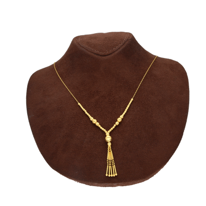 Gold Beaded Dangling Necklace 21KT - FKJNKL21KM10362