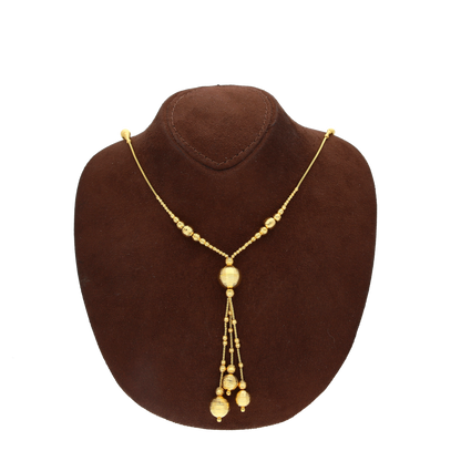 Gold Beaded Tassel Necklace 21KT - FKJNKL21KM10363