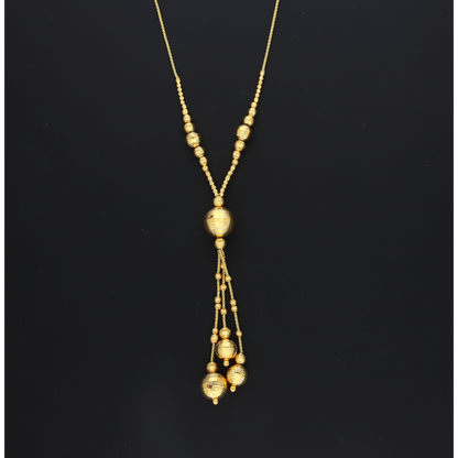 Gold Beaded Tassel Necklace 21KT - FKJNKL21KM10363