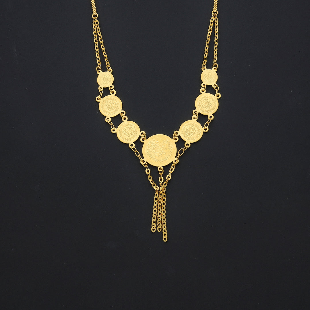 Gold Turkish Lira Tassel Necklace 21KT - FKJNKL21KM10364