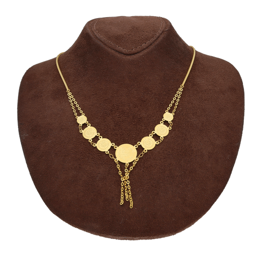 Gold Turkish Lira Tassel Necklace 21KT - FKJNKL21KM10364
