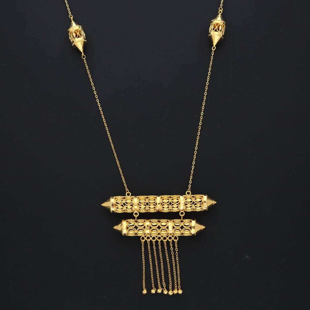Gold Cascade Heritage Necklace 21KT - FKJNKL21KM10369