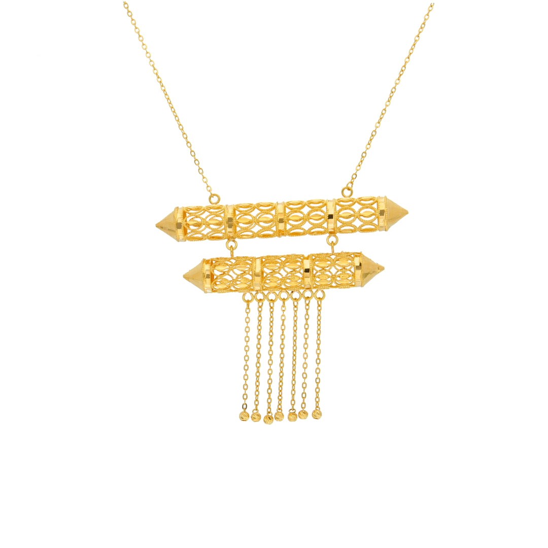 Gold Cascade Heritage Necklace 21KT - FKJNKL21KM10369