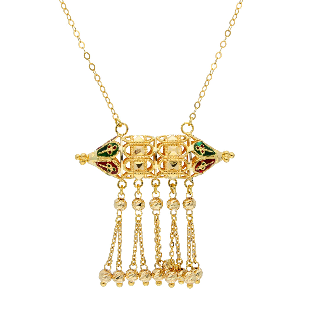 Gold Antique Drape Necklace 21KT - FKJNKL21KM10370