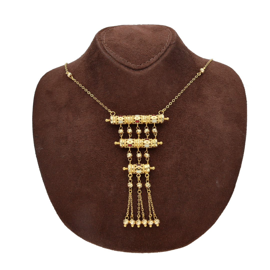 Gold Heritage Ladder Tassel Necklace 21KT - FKJNKL21KM10371