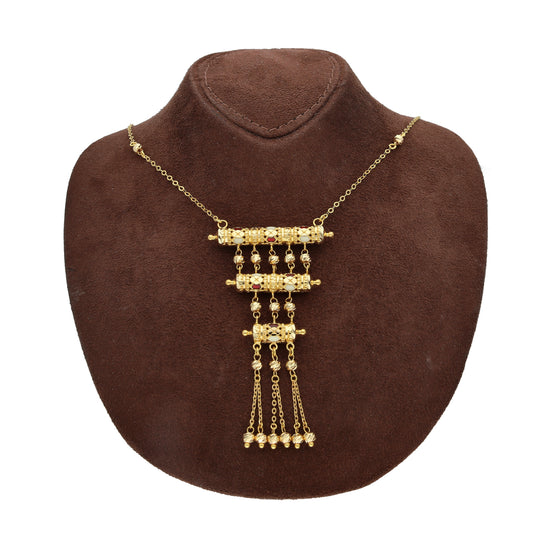 Gold Heritage Ladder Tassel Necklace 21KT - FKJNKL21KM10371