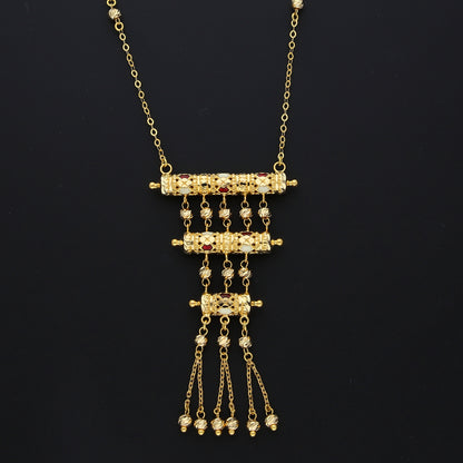 Gold Heritage Ladder Tassel Necklace 21KT - FKJNKL21KM10371
