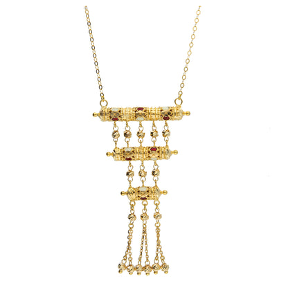 Gold Heritage Ladder Tassel Necklace 21KT - FKJNKL21KM10371