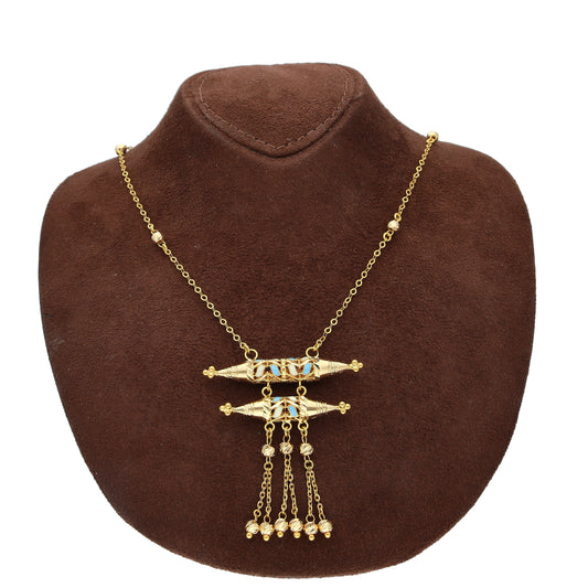 Gold Royal Pillar Filigree Necklace 21KT - FKJNKL21KM10373