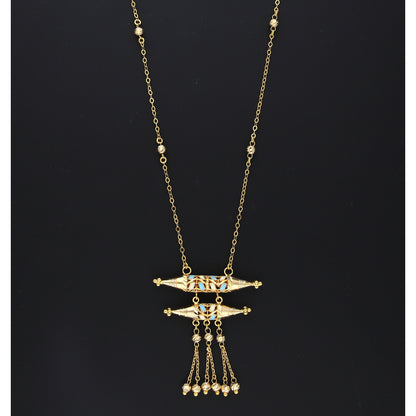 Gold Royal Pillar Filigree Necklace 21KT - FKJNKL21KM10373