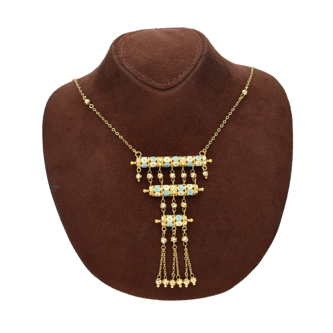 Gold Turquoise Accent Necklace 21KT - FKJNKL21KM10376